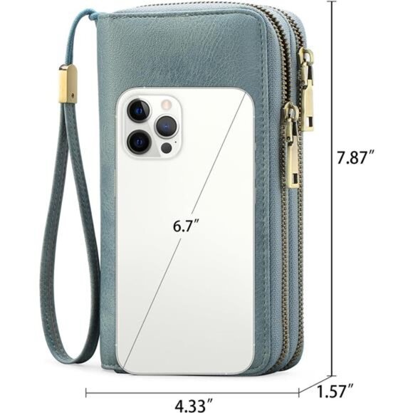 Clutch RFID Blocking Leather Wristlet Purse Large Capacity Credit Card Holder - Picture 4 of 7